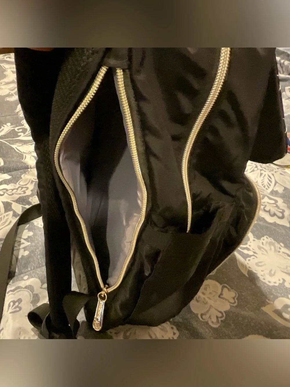 Bamomby Diaper Backpack, Black with Gold Accents